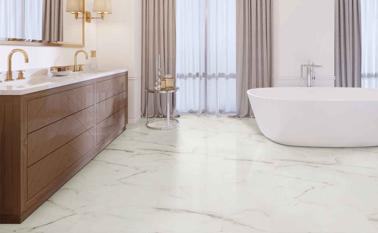 luxury vinyl tile flooring in a luxurious bathroom